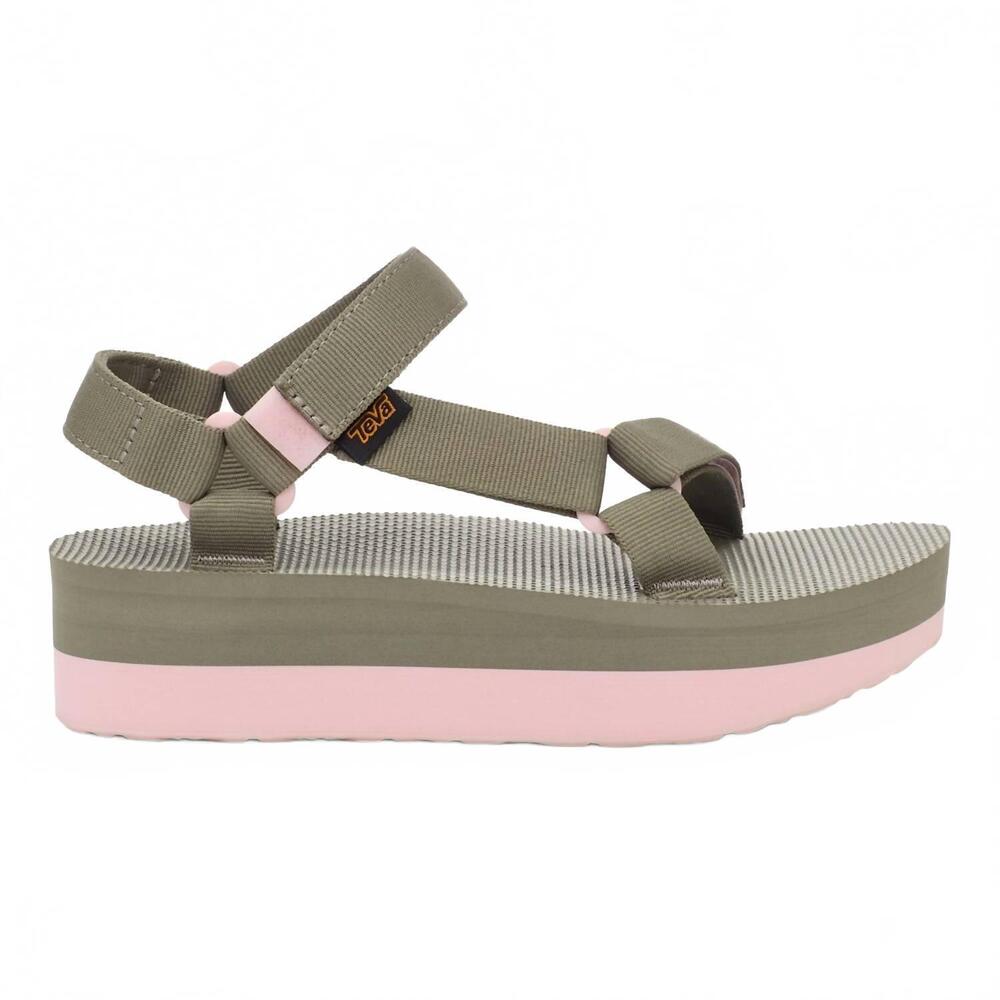 NEW TEVA women's platform universal sandal in olive/whisper